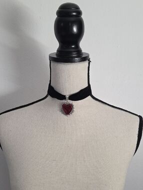 Black Choker with Red Heart Pendant